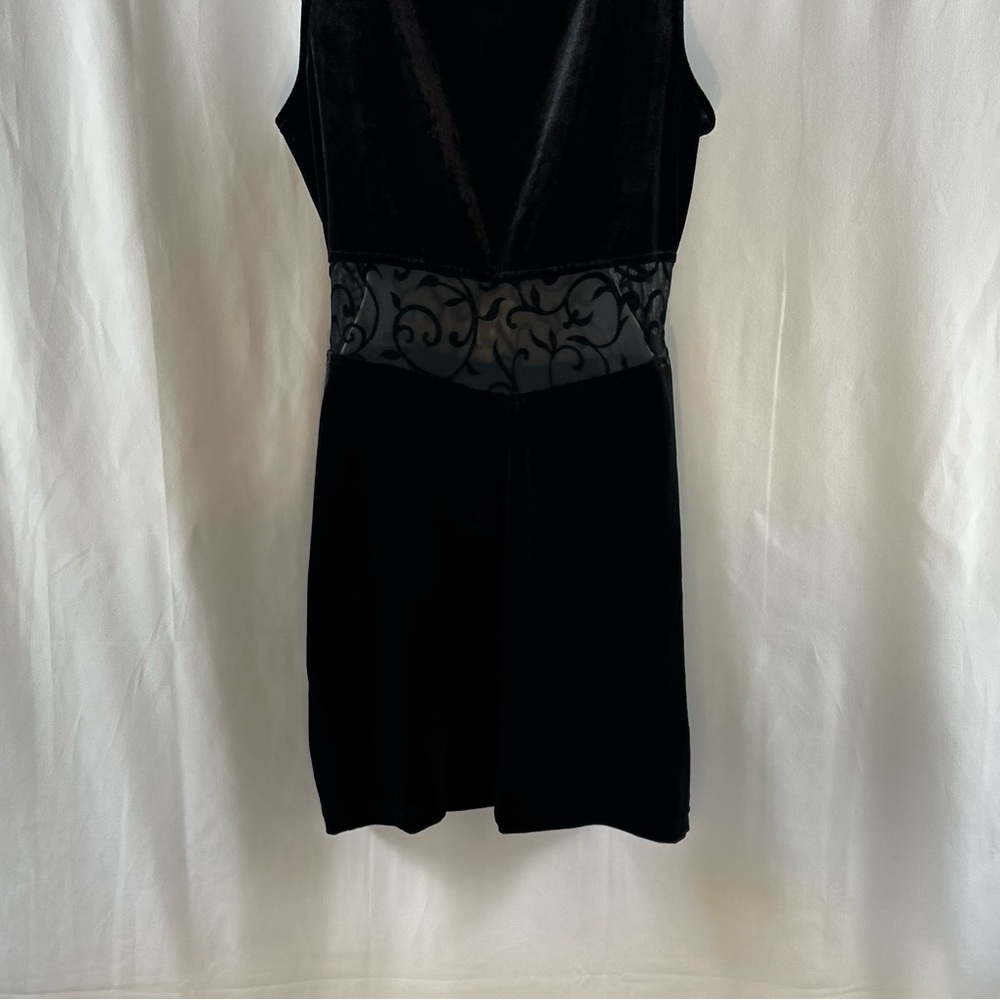 All that Jazz black velvet knit lace cutout waist sleeveless minidress L - Picture 10 of 15